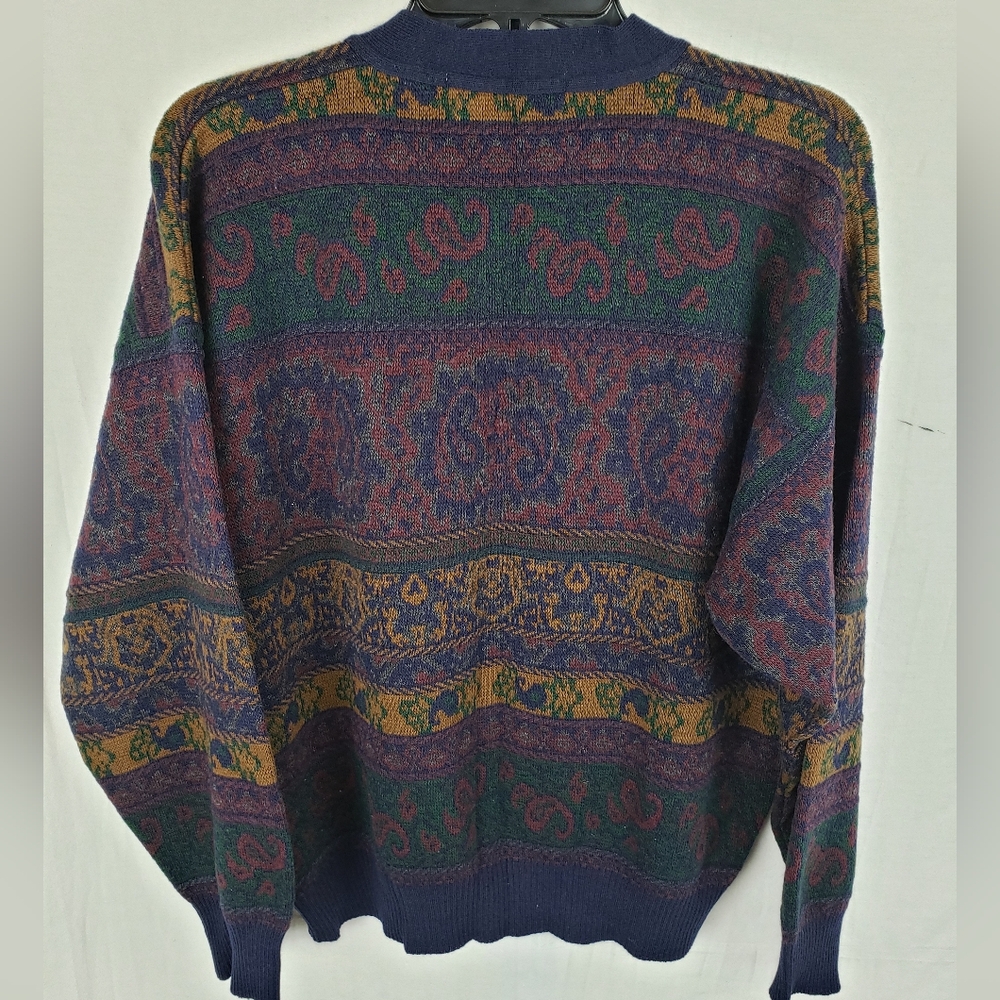 Vintage John Ashford Granddad Button Down Blue Wool Blend Cardigan Sweater Sz L - Picture 5 of 8